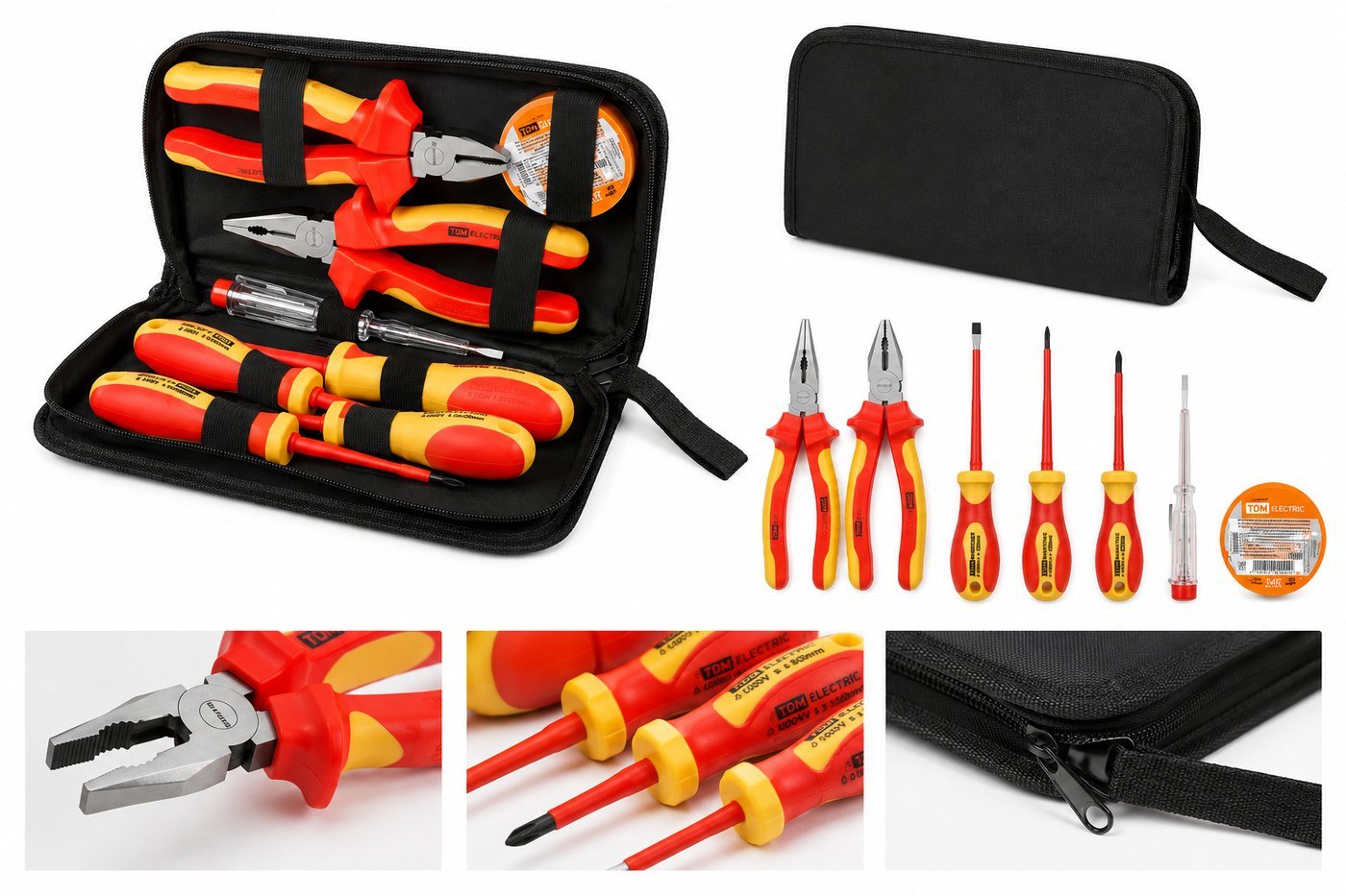 Set perkakas berisolasi 1000V TDM Electric dalam tas kain